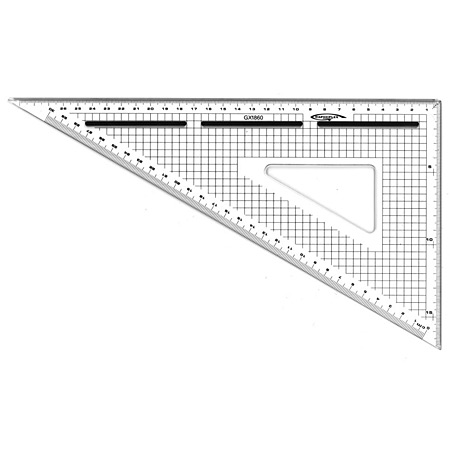 Graphoplex Graduated cutting triangle in clear plastic - 60°/30° - 30cm hypothenuse