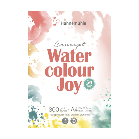 Hahnemuhle Concept Watercolour Joy - bloc aquarelle - 50 feuilles 300g/m² - grain fin - encollé en surface - collé 1 côté