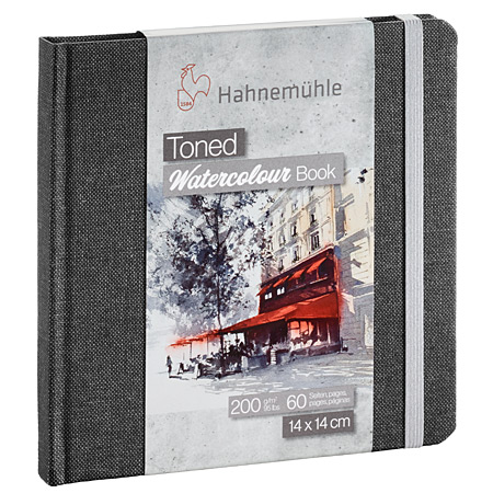 Hahnemuhle Fine Art Toned Watercolour Book - aquarelalbum - stevige omslag - 30 grijze vellen - 200gr/m² - fijne korrel