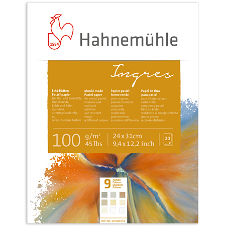 Hahnemuhle Fine Art Ingres - pastel paper pad - 20 sheets 100g/m² - 24x31cm - 9 assorted colours