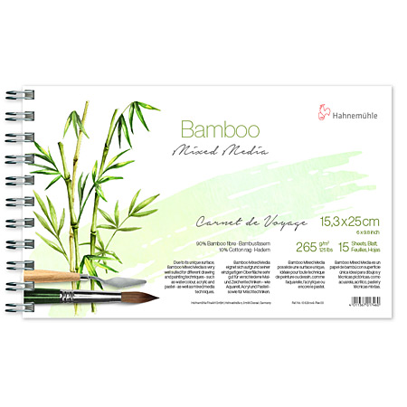 Hahnemuhle Bamboo Mixed Media - carnet de voyage spiralé - 15 feuilles 265g/m² - 25x15.3cm