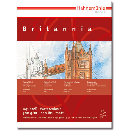 Hahnemuhle Fine Art Britannia - aquarelblok - 12 vellen 300gr/m² - 24x32cm