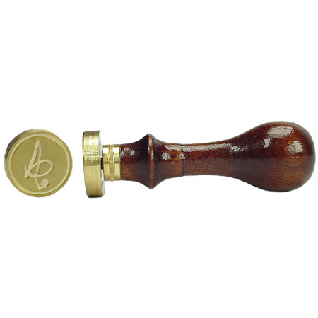 J.Herbin Brass seal/wooden handle - alphabet in modern english handwriting