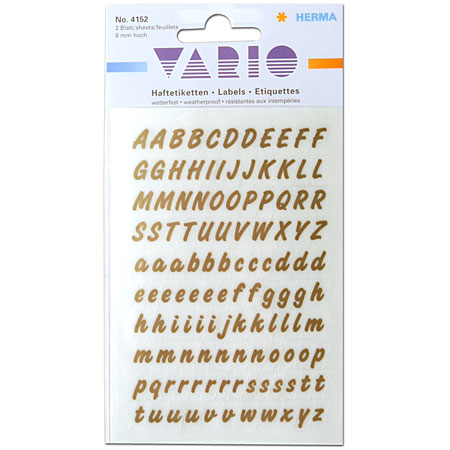 Herma Vario - pakje van 2 vellen met zelfklevende letters - goud tekens/transparant folie - 8mm