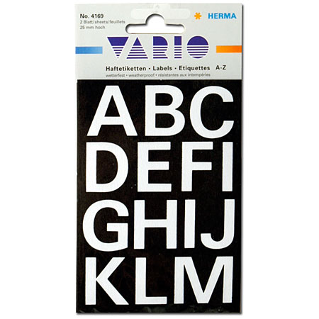 Herma Vario - paquet de 2 feuilles de lettres adhésives - caractères blancs - 25mm