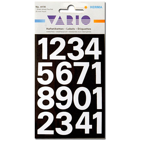 Herma Vario - paquet de 1 feuille de chiffres adhésifs - caractères blancs - 25mm