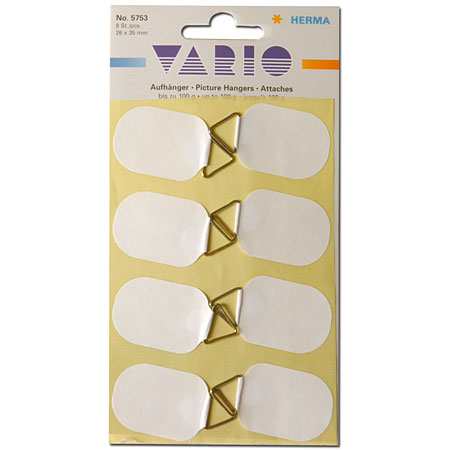 Herma Vario - paquet de 8 attaches de suspension triangulaires - papier adhésif - 2,5x3,5cm - jusqu'à 100g