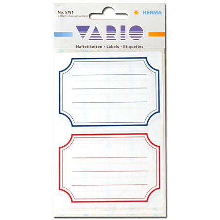 Herma Vario - paquet de 12 étiquettes scolaires - 82x55mm - bleu & rouge