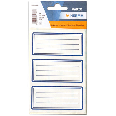 Herma Vario - paquet de 18 étiquettes scolaires - rectangulaires - 82x36mm - bleu
