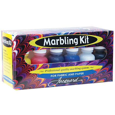 Jacquard Marbling Kit - 6 flacons 15ml de peinture pour marbrures, auxiliaires & instructions