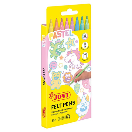 Jovi Pastel - étui en carton - assortiment de 8 feutres couleurs pastel - pointe moyenne