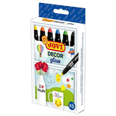 Jovi Decor Glass - card box - 6 assorted crayons for all surfaces