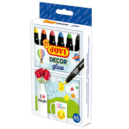 Jovi Decor Glass - carboard box - assorted wax crayons for all surfaces