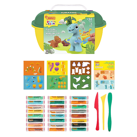 Jovi Play&Fun - coffret en plastique - 24 bâtons 15g de pâte à modeler & accessoires