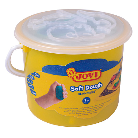 Jovi Blandiver Soft Dough - modelling clay set - plastic pail - 4 assorted jars 50g & accessories