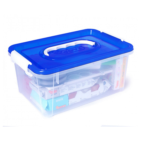 Jovi Set of 6 clear plastic storage boxes - 33.8x26.7x19.8cm