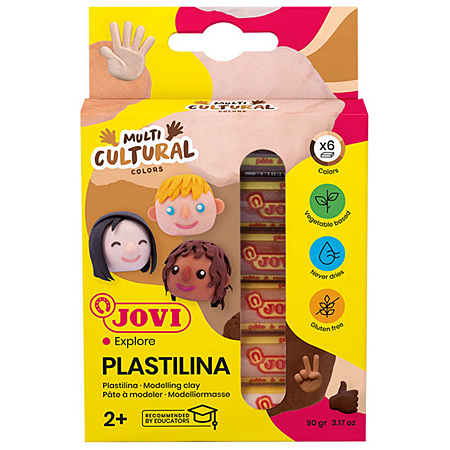 Jovi - PLASTILINA, pâte à modeler végétale, 30 x 50 gr, 6 Couleurs néon | Grande plasticité, Sans gluten, Idéale pour les enfants à partir de 3 ans