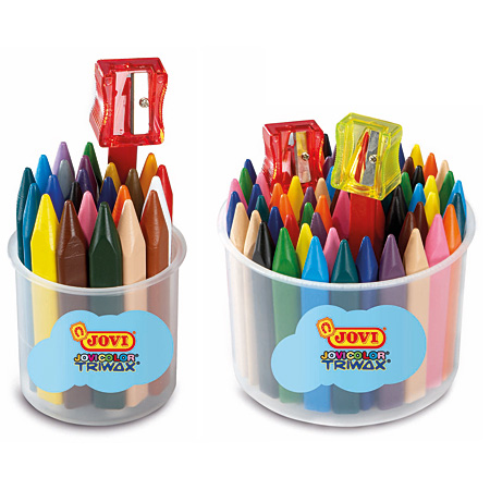 Jovi Jovicolor Triwax - plastic jar - assorted wax crayons