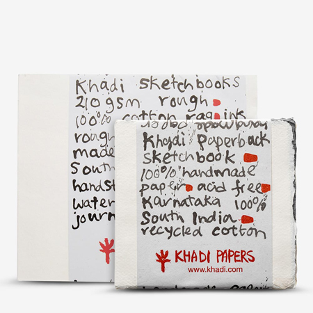 Khadi Papers Paperback - Handgemaakt schetsboekje - vierkant formaat - 100% katoen - paperback met genaaide rug - schepranden