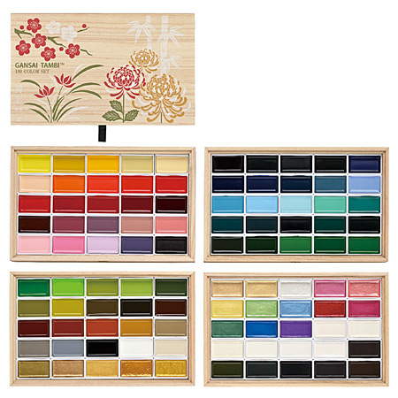 Kuretake Gansaï Tambi 100 Color Set - wooden box - 100 watercolour pans
