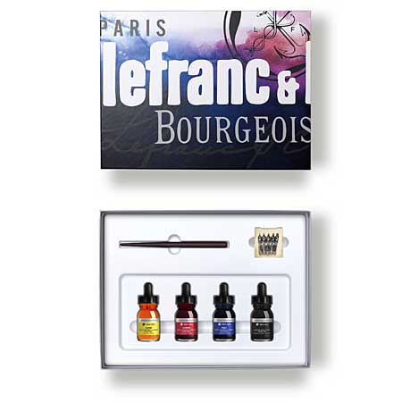 Lefranc Bourgeois Nan-King 300 Years Gift Set - set of 4x30ml ink, 1 pen holder & 5 pen nibs