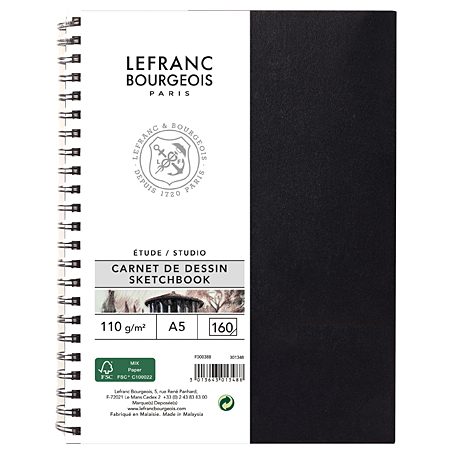 Lefranc Bourgeois Studio - wire-bound drawing book - hard cover - 160 sheets 110g/m²