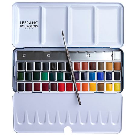 Lefranc Bourgeois Aquarelle fine - boîte en métal - assortiment de demi-godets
