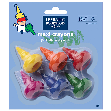 Lefranc Bourgeois Maxi Crayons - 6 assorted wax crayons