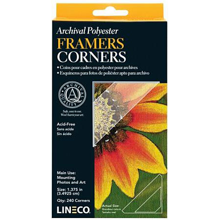 Lineco Box of 240 preformed mounting corners in transparent polyester - self-adhesive - acid free