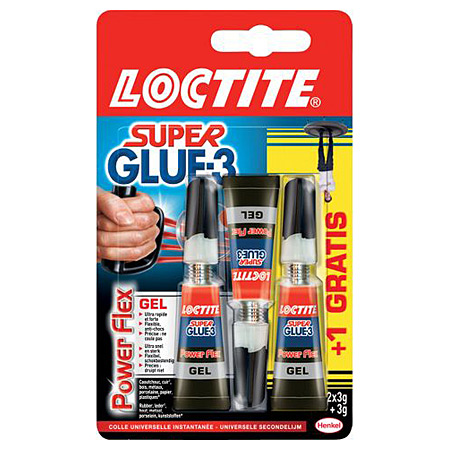 Loctite Super Glue-3 Power Flex Gel - colle universelle instantanée - 2 tubes 3g + 1 gratuit
