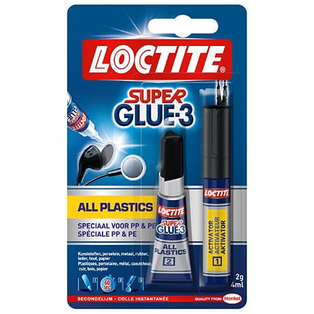 Loctite Super Glue-3 All Plastics - colle instantanée à 2 composants - pour plastique - tubes 2g + 4ml