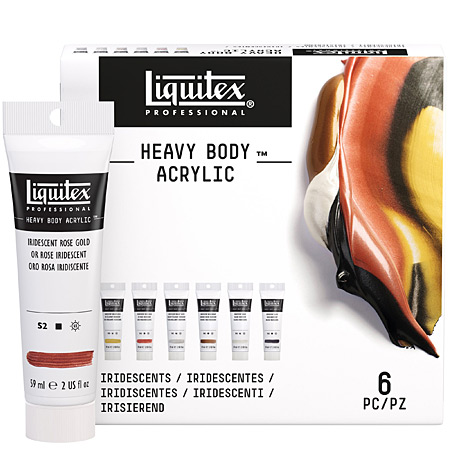 Liquitex Professional Heavy Body Iridescent - 6 assorted 59ml tubes extra fine acrylic - iridescent colours