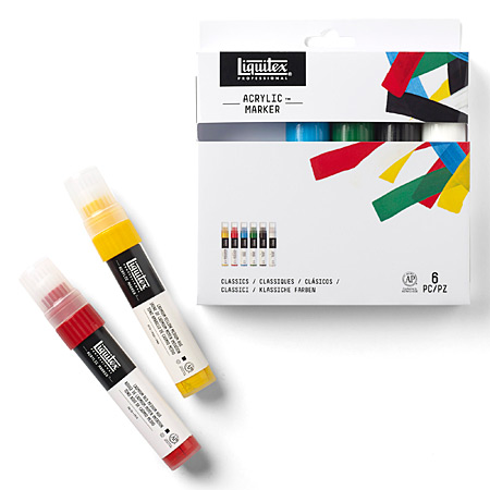 Liquitex Professional Paint Marker - 6 marqueurs peinture assortis - pointe carrée 8/15mm