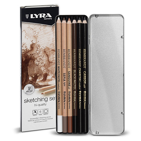Lyra Rembrandt Sketching Set Basic - metal tin - 6 assorted sketching pencils