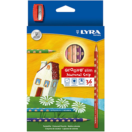 Lyra Groove Slim - étui en carton - assortiment de crayons de couleur & 1 taille-crayon