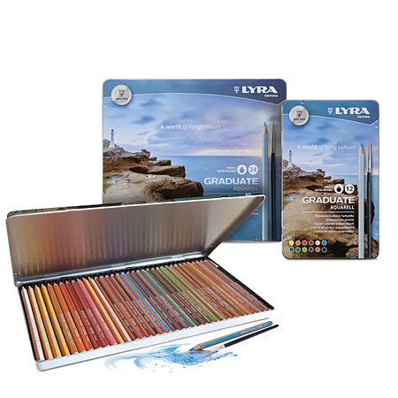 Lyra Graduate Aquarell - tin - assorted water soluble colour pencils