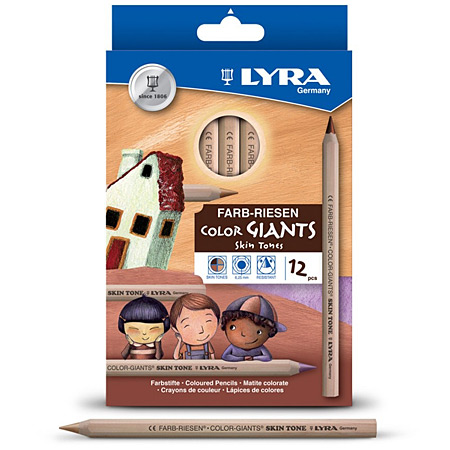 Lyra Color Giant Skin Tones - cardboard wallet - 12 assorted colour pencils