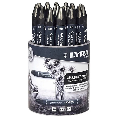 Lyra Pot of 24 assorted graphite crayons (2B-6B-9B)