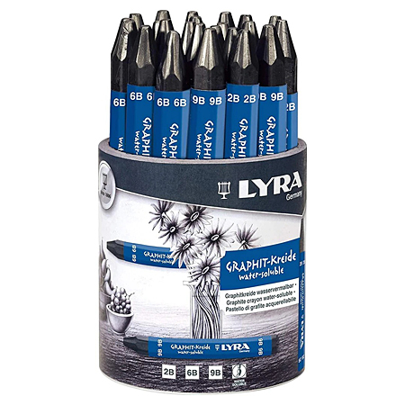 Lyra Pot of 24 assorted water soluble graphite crayons (2B-6B-9B)