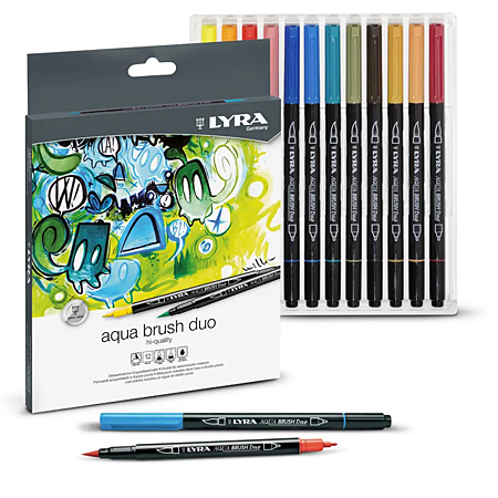 Lyra Aqua Brush Duo - cardboard box - assorted dual-tip markers