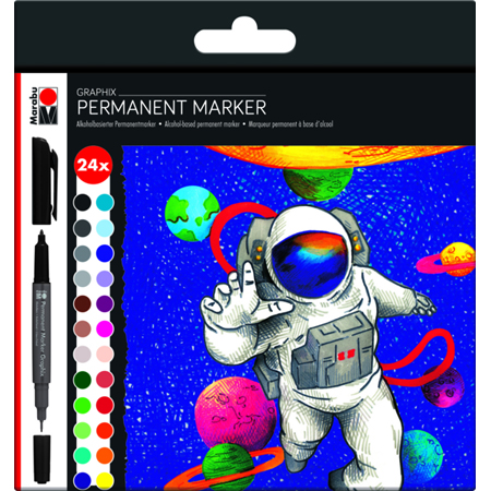 Marabu Graphix Permanent Marker - cardboard box - assorted alcohol-based markers