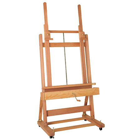 Mabef Studio easel with crank & 2 centre poles - oiled beech wood - adjustable angle - canvas up to 235cm