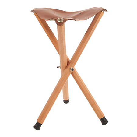 Mabef Folding stool - oiled beech wood and leather - 50cm high