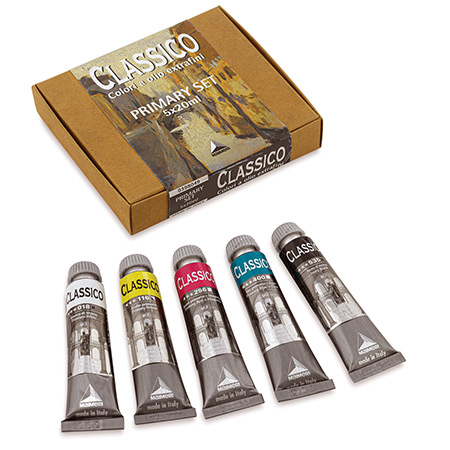 Maimeri Classico Primary Set - cardboard box - 5 assorted 20ml tubes of super-fine oil colours