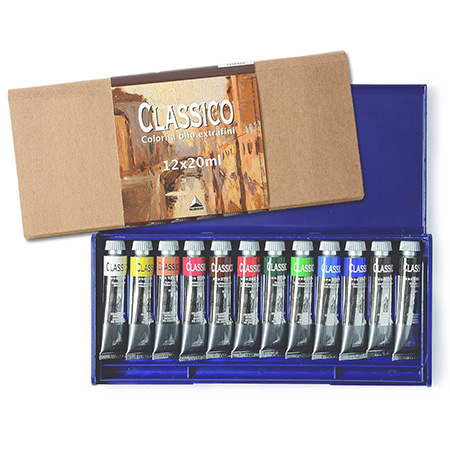 Maimeri Classico - plastic box - 12 assorted 20ml tubes of super-fine oil colours