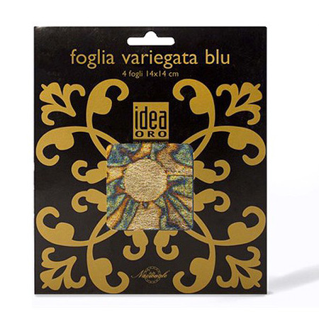 Maimeri Idea Oro Foglia Variegata - booklet of 4 metal leaves - variagated - 14x14cm