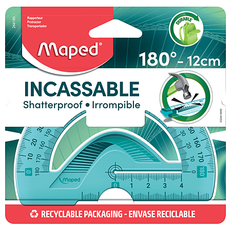 Maped Incassable - 180° protractor - 12cm - green of blue