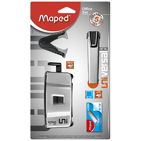 Maped Universal Office Set - 1 perforator, 1 Pocket n.10 stapler, 1 staple remover & 1 box of 1000 staples