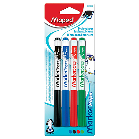 Maped Marker'Peps - assortiment de 4 feutres effaçables à sec - pointe moyenne
