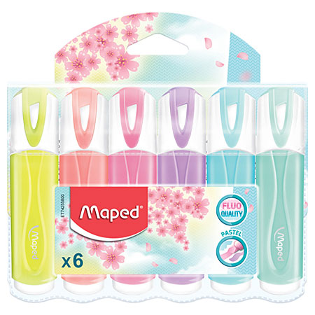 Maped Fluo Peps Pastel - étui en plastique - assortiment de surligneurs